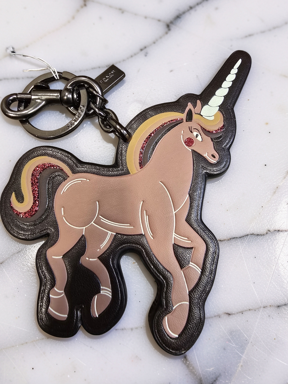 Coach Leather Unicorn Bag Charm Key Ring NWT Rare